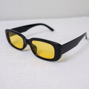y2k rectangle retro style Black Frame, Yellow Lens frame sunglasses